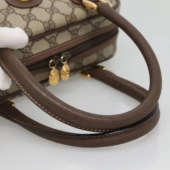GUCCI GG Supreme Hand Bag PVC Beige Gold 000 58 6090 Auth SW1472 - Picture 7 of 16
